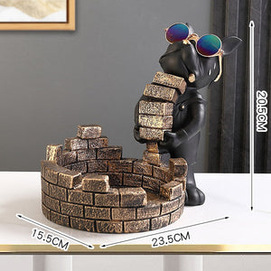 Builder Cool French Bulldog Butler Resin Dog Statue Decoration Sculpture Decor Home Ornament Animal Figurines Nordic Home Decor acacuss