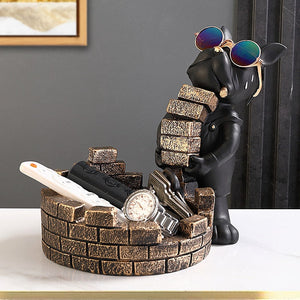 Builder Cool French Bulldog Butler Resin Dog Statue Decoration Sculpture Decor Home Ornament Animal Figurines Nordic Home Decor acacuss