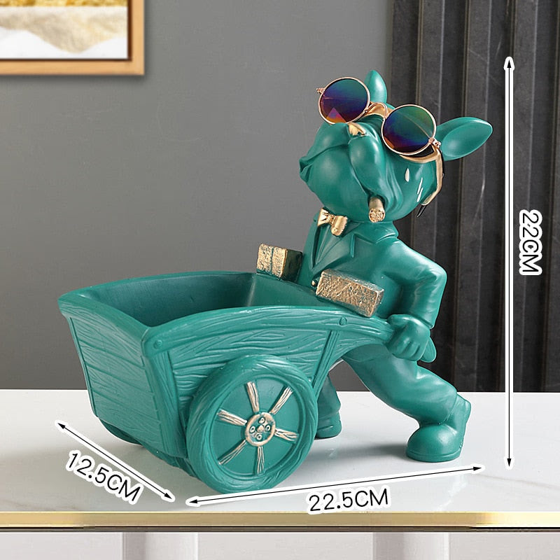 Builder Cool French Bulldog Butler Resin Dog Statue Decoration Sculpture Decor Home Ornament Animal Figurines Nordic Home Decor acacuss