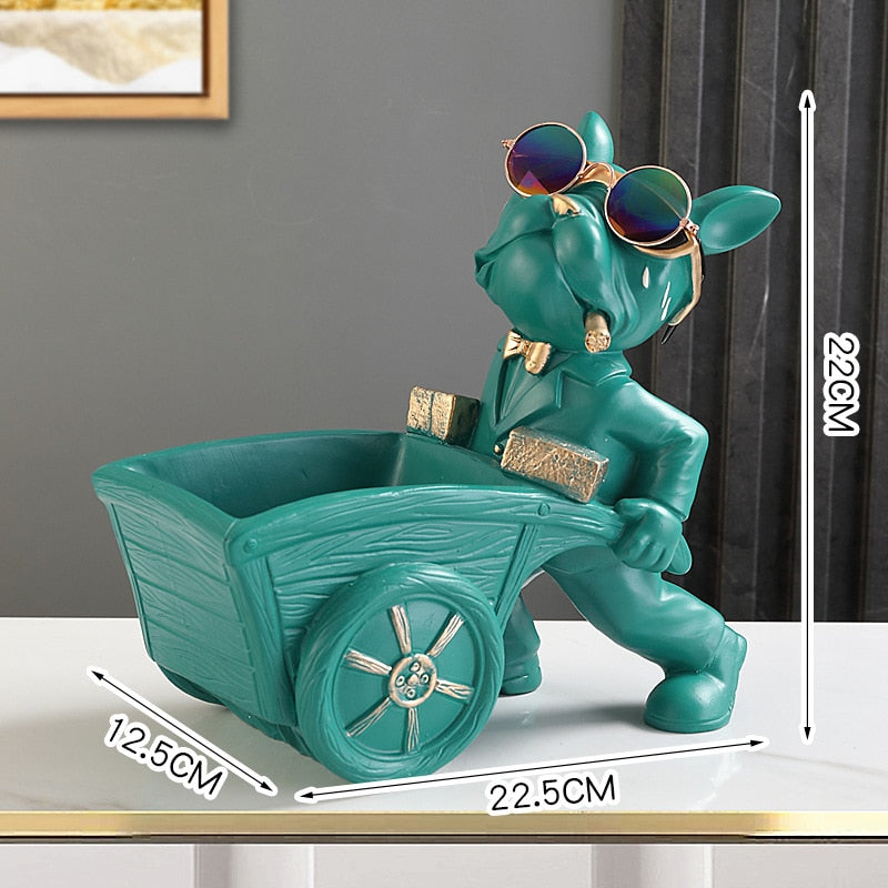 Builder Cool French Bulldog Butler Resin Dog Statue Decoration Sculpture Decor Home Ornament Animal Figurines Nordic Home Decor acacuss
