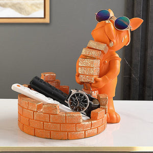Builder Cool French Bulldog Butler Resin Dog Statue Decoration Sculpture Decor Home Ornament Animal Figurines Nordic Home Decor acacuss