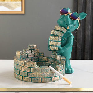 Builder Cool French Bulldog Butler Resin Dog Statue Decoration Sculpture Decor Home Ornament Animal Figurines Nordic Home Decor acacuss