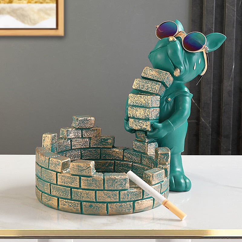Builder Cool French Bulldog Butler Resin Dog Statue Decoration Sculpture Decor Home Ornament Animal Figurines Nordic Home Decor acacuss