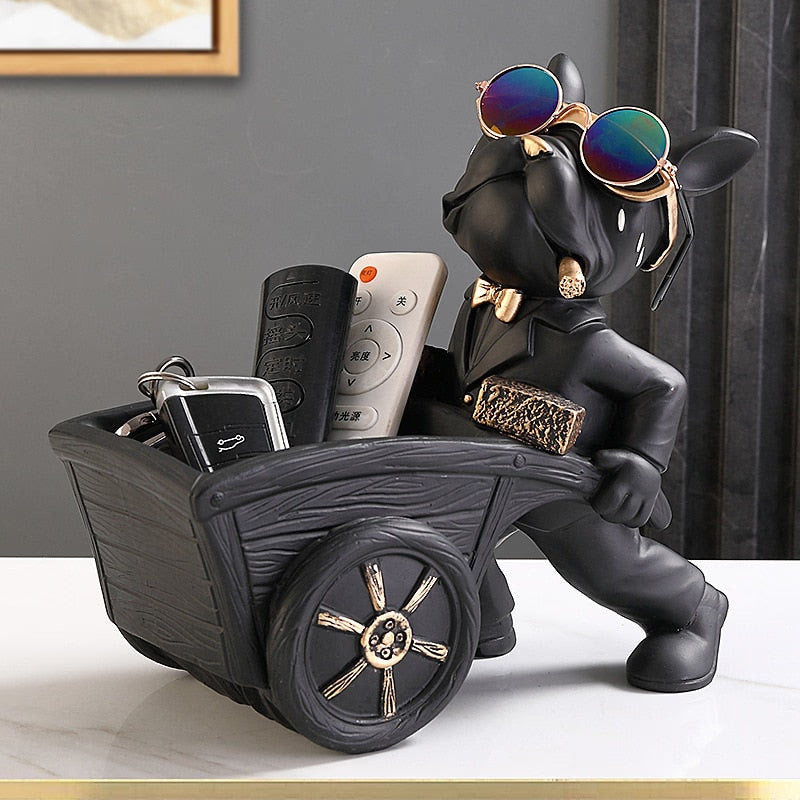 Builder Cool French Bulldog Butler Resin Dog Statue Decoration Sculpture Decor Home Ornament Animal Figurines Nordic Home Decor acacuss