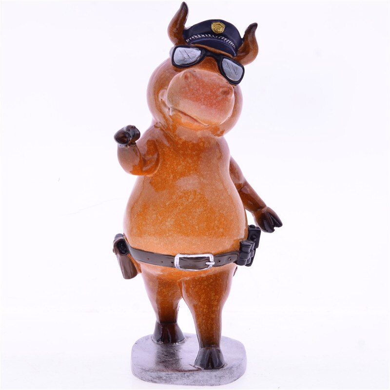 Bull Police Cow Chef Resin Office Tabletop Decor Ornament  Kids Gift Toy Home Decoration Supplies Navidad 2023 acacuss