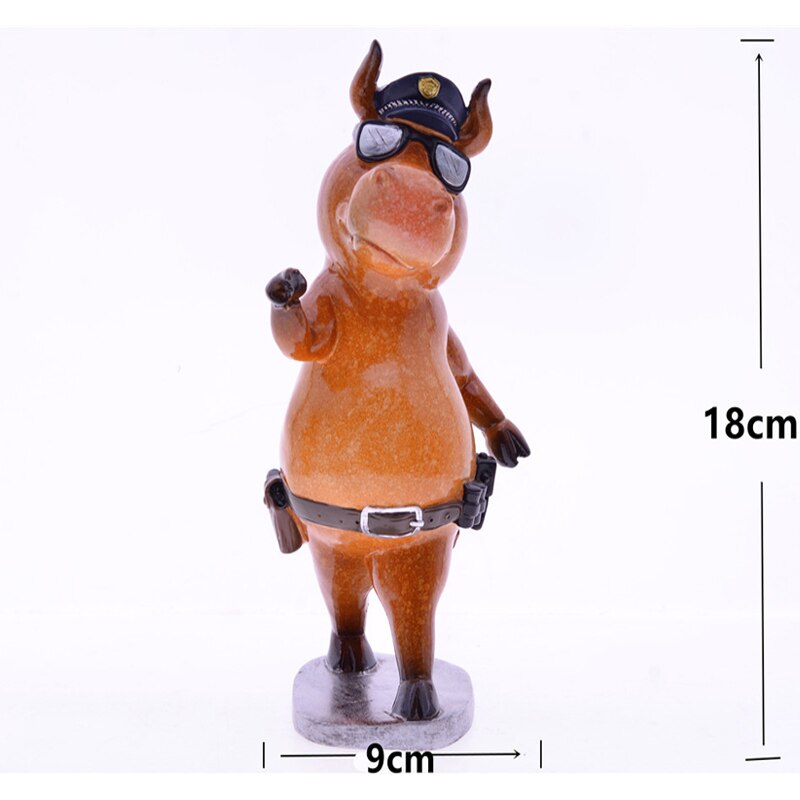 Bull Police Cow Chef Resin Office Tabletop Decor Ornament  Kids Gift Toy Home Decoration Supplies Navidad 2023 acacuss