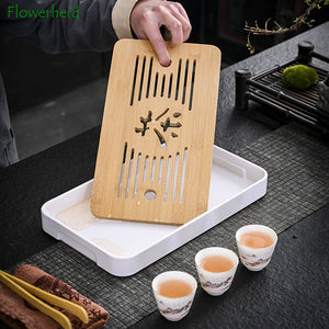 Business Gift Tea Set Sheep Grease Jade Ceramic Teaware Kung Fu Tea Set Travel Bag Tea Tray Tea Towel Tea Clip Set of Tea Set acacuss