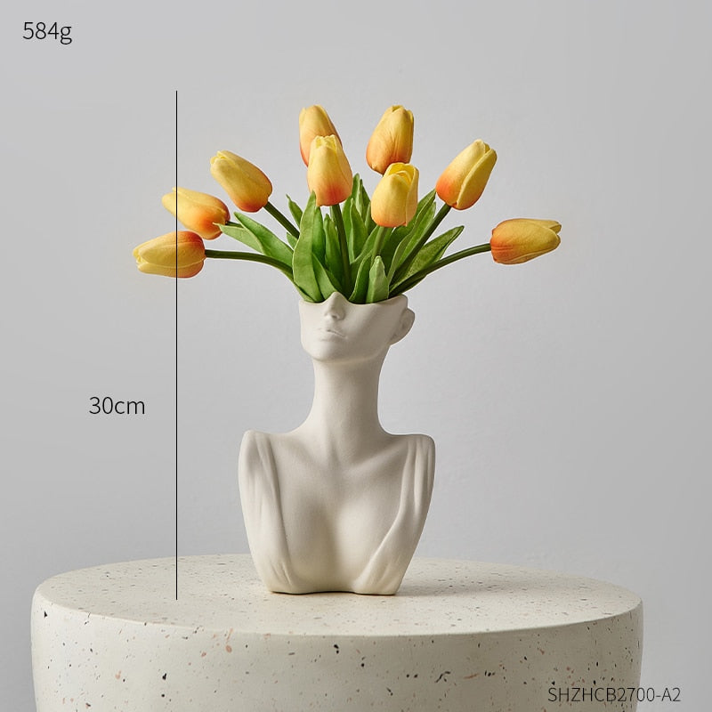Bust Vase for Dried Flowers Vases Designed for Living Room Decor Office Decoration Decorative Luxury Interior Body Flower Pots acacuss