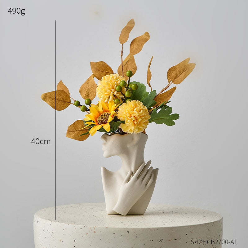 Bust Vase for Dried Flowers Vases Designed for Living Room Decor Office Decoration Decorative Luxury Interior Body Flower Pots acacuss