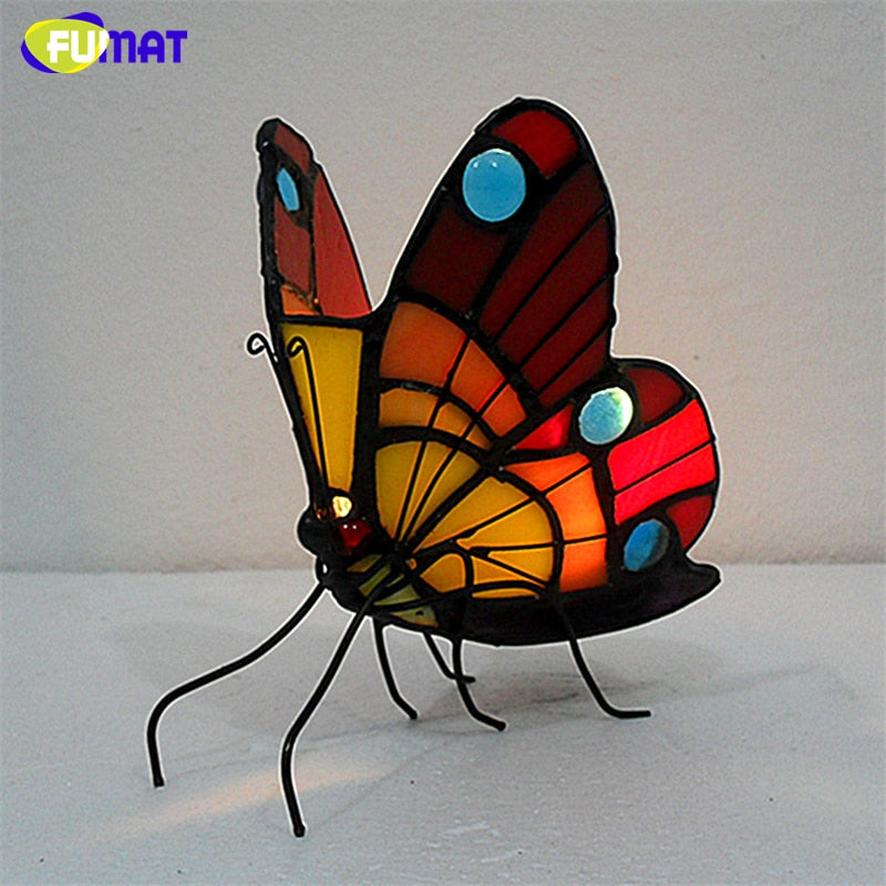 Butterfly Stained Glass Candle Holder Bedroom Bedside Night Light Tealight Holder Home Deco Atmosphere Lighting acacuss