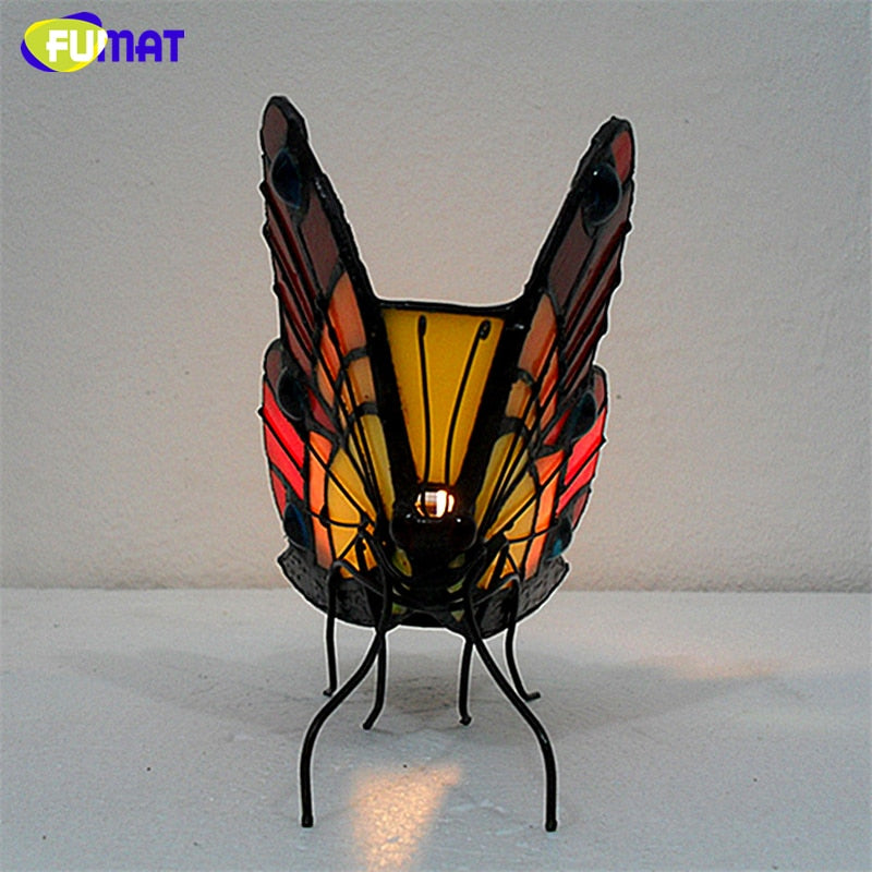 Butterfly Stained Glass Candle Holder Bedroom Bedside Night Light Tealight Holder Home Deco Atmosphere Lighting acacuss