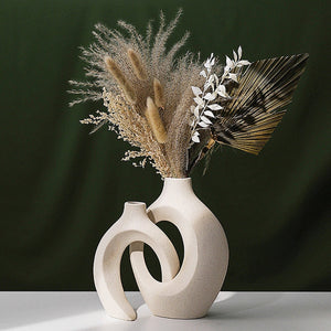 CAPIRON  2Pcs/Set Ceramic Embrace Vases for Pampas Grass Dried Flower Nordic Living Room Home Decoration Accessories Tabletop acacuss