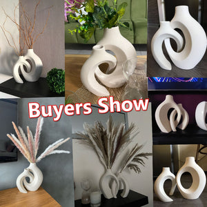 CAPIRON  2Pcs/Set Ceramic Embrace Vases for Pampas Grass Dried Flower Nordic Living Room Home Decoration Accessories Tabletop acacuss