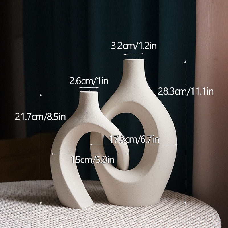 CAPIRON  2Pcs/Set Ceramic Embrace Vases for Pampas Grass Dried Flower Nordic Living Room Home Decoration Accessories Tabletop acacuss