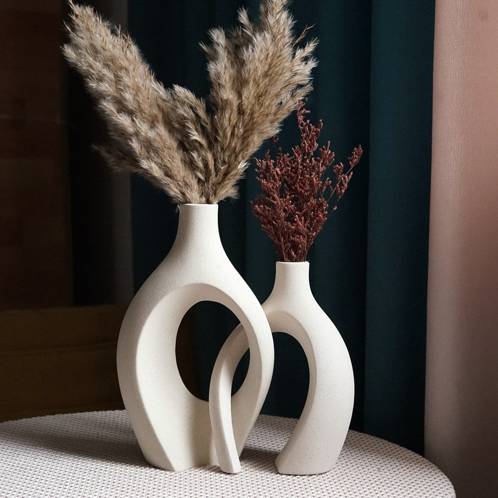 CAPIRON  2Pcs/Set Ceramic Embrace Vases for Pampas Grass Dried Flower Nordic Living Room Home Decoration Accessories Tabletop acacuss