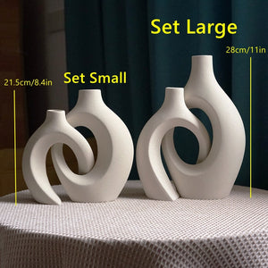 CAPIRON  2Pcs/Set Ceramic Embrace Vases for Pampas Grass Dried Flower Nordic Living Room Home Decoration Accessories Tabletop acacuss