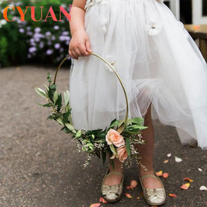CYUAN 10-40cm Metal Hoops Home Door Hanging Gold Iron Metal Ring Wreath Wall Hanging Ornament Spring Wedding Party Decoration acacuss