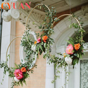 CYUAN 10-40cm Metal Hoops Home Door Hanging Gold Iron Metal Ring Wreath Wall Hanging Ornament Spring Wedding Party Decoration acacuss