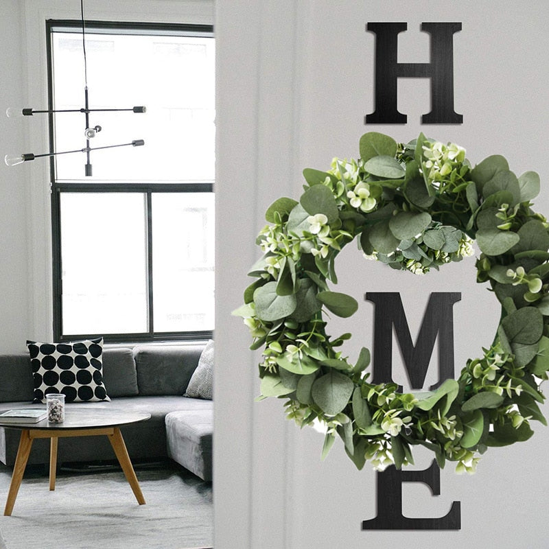 CYUAN Eucalyptus Wreath Flowers Gifts Diy Christmas Creative Artificial Garland Hanging Pendants Wedding Decoration Home Party acacuss