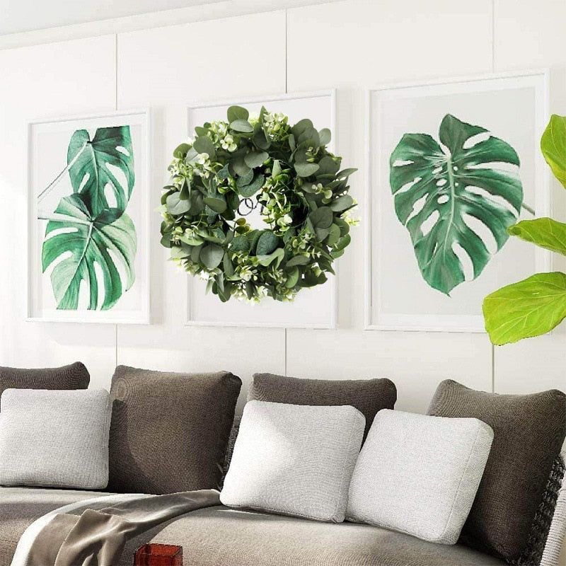 CYUAN Eucalyptus Wreath Flowers Gifts Diy Christmas Creative Artificial Garland Hanging Pendants Wedding Decoration Home Party acacuss