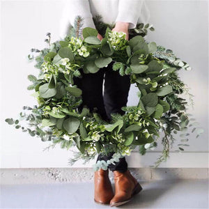CYUAN Eucalyptus Wreath Flowers Gifts Diy Christmas Creative Artificial Garland Hanging Pendants Wedding Decoration Home Party acacuss