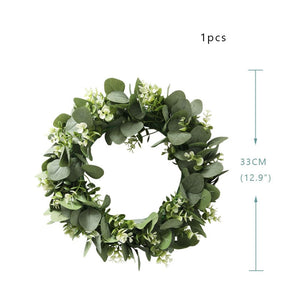 CYUAN Eucalyptus Wreath Flowers Gifts Diy Christmas Creative Artificial Garland Hanging Pendants Wedding Decoration Home Party acacuss