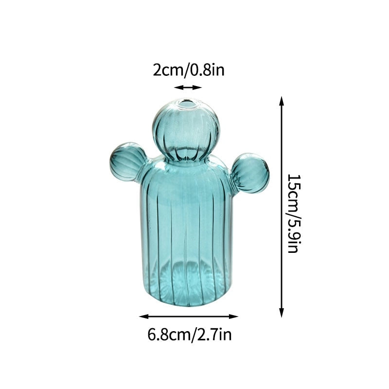 Kaktus-Glasvase für Schreibtisch-Dekoration, transparente Glasvase, Hy –  acacuss