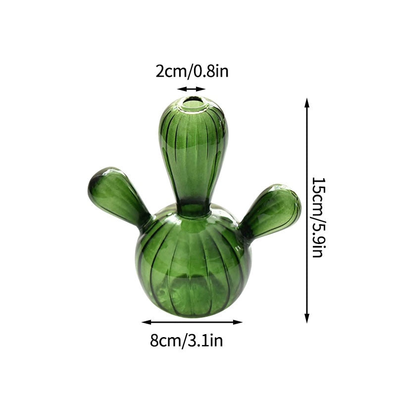 Cactus Glass Vase for Desk Decoration Transparent Glass Vase Hydroponics Plant Modern Decorative Vases Crafts Living Room Decor acacuss