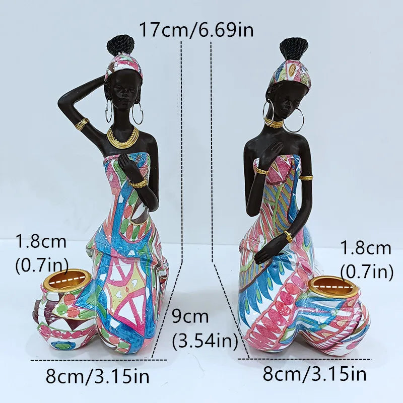 Candle Holder Candlesticks For Candles Resin Candleholder Statue Sculptures Dining Table Decorations Living Room African Women acacuss