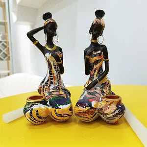 Candle Holder Candlesticks For Candles Resin Candleholder Statue Sculptures Dining Table Decorations Living Room African Women acacuss