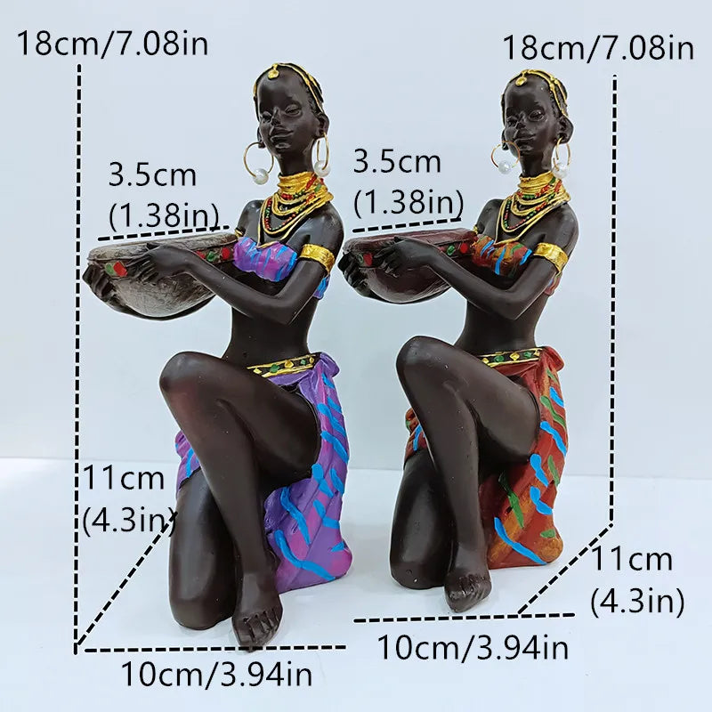 Candle Holder Candlesticks For Candles Resin Candleholder Statue Sculptures Dining Table Decorations Living Room African Women acacuss