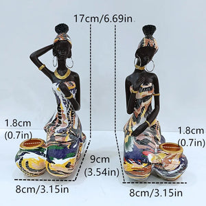 Candle Holder Candlesticks For Candles Resin Candleholder Statue Sculptures Dining Table Decorations Living Room African Women acacuss