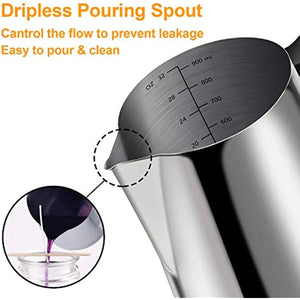 Candle Making Pouring Pot 32oz Double Boiler Wax Melting Pot 304 Stainless Steel Pitcher with Heat-Resistant Handle acacuss