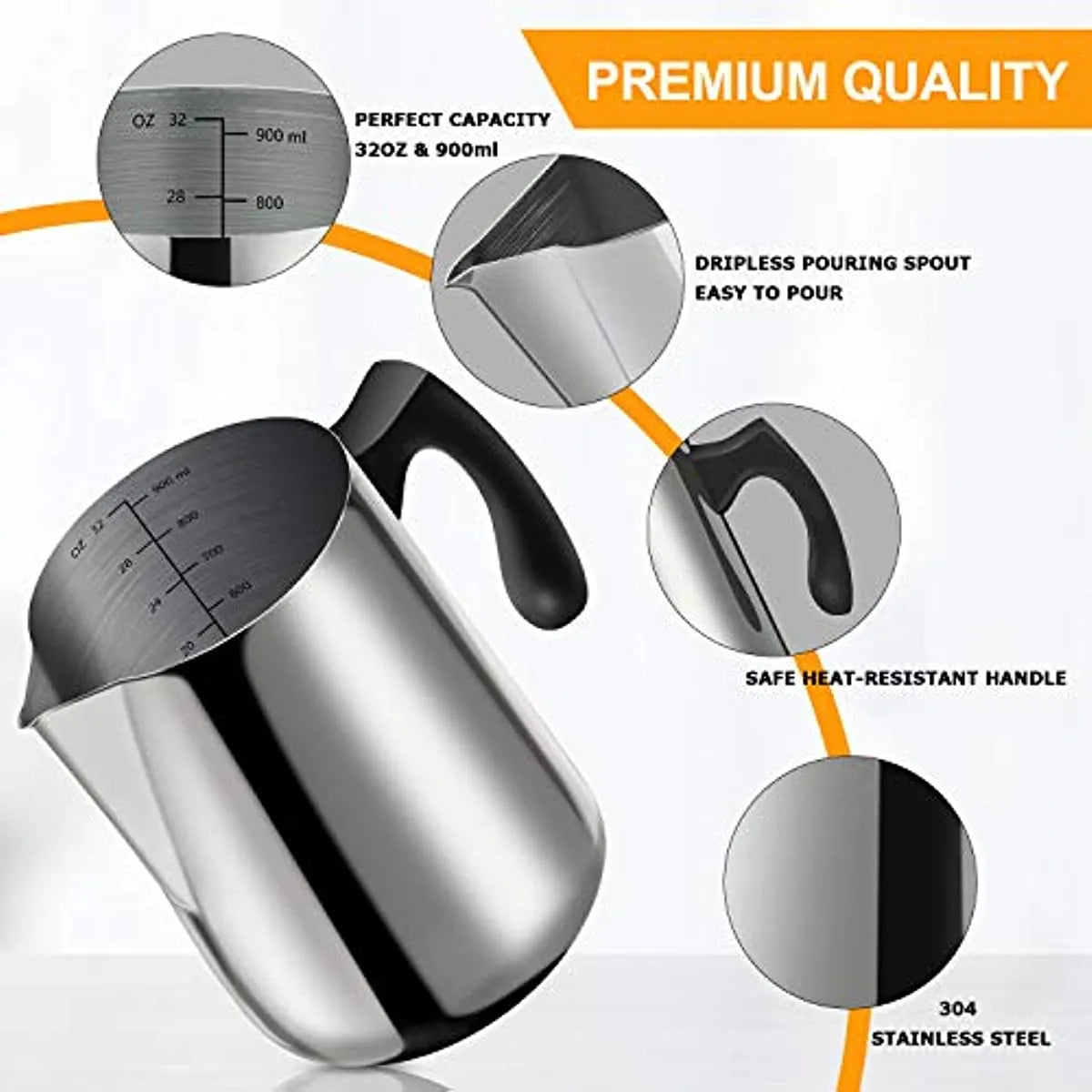 Candle Making Pouring Pot 32oz Double Boiler Wax Melting Pot 304 Stainless Steel Pitcher with Heat-Resistant Handle acacuss
