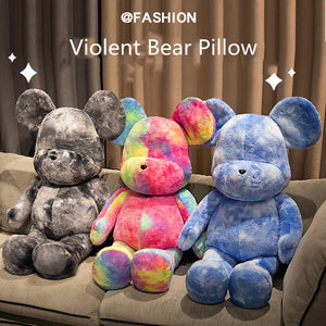 Candy violence dazzle colorful tide play bear plush toy tie-dye rainbow doll plush toy pillow birthday  gift home decoration acacuss
