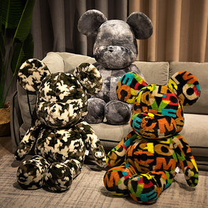 Candy violence dazzle colorful tide play bear plush toy tie-dye rainbow doll plush toy pillow birthday  gift home decoration acacuss
