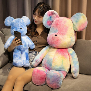 Candy violence dazzle colorful tide play bear plush toy tie-dye rainbow doll plush toy pillow birthday  gift home decoration acacuss