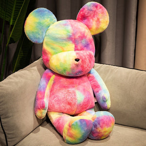 Candy violence dazzle colorful tide play bear plush toy tie-dye rainbow doll plush toy pillow birthday  gift home decoration acacuss