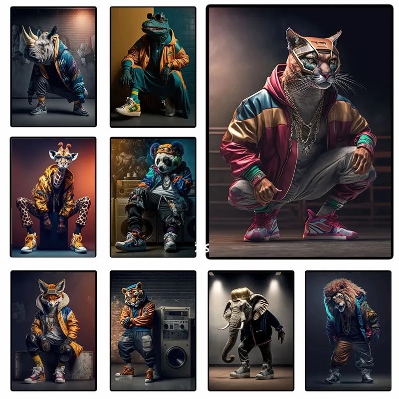 Canvas Painting Abstract Animal Lion Panda Posters Rapper Style Canvas Print Bedside Paintings for Home Wall Art Decor Picture acacuss