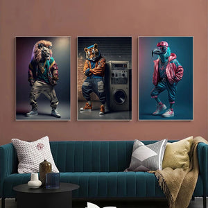 Canvas Painting Abstract Animal Lion Panda Posters Rapper Style Canvas Print Bedside Paintings for Home Wall Art Decor Picture acacuss
