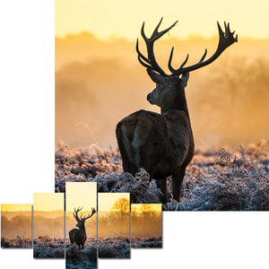 Canvas Painting Wall Art Dusk Elk Deer Animal Landscape Painting Nordic Modern Art Aesthetic Room Decor Hanging Picture acacuss