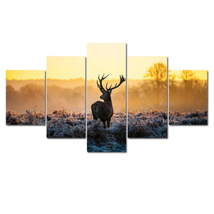 Canvas Painting Wall Art Dusk Elk Deer Animal Landscape Painting Nordic Modern Art Aesthetic Room Decor Hanging Picture acacuss
