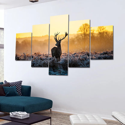 Canvas Painting Wall Art Dusk Elk Deer Animal Landscape Painting Nordic Modern Art Aesthetic Room Decor Hanging Picture acacuss