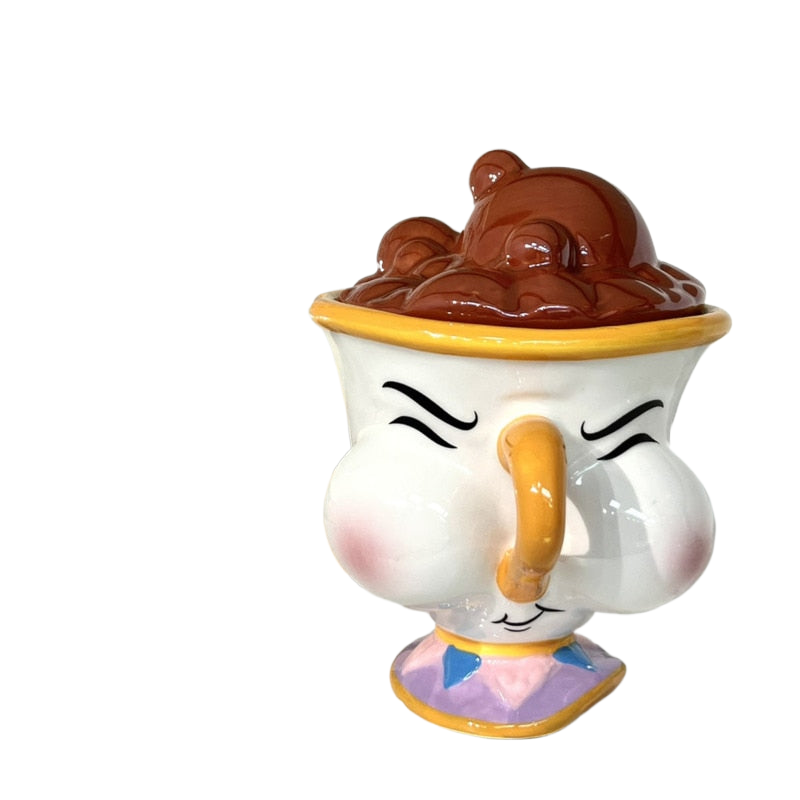Cartoon Anime Beauty And The Beast Mug Creative 3D Chip Ceramic Cup Large  Capacity Kawaii Chip Statue Coffee Mug With Lid Decor