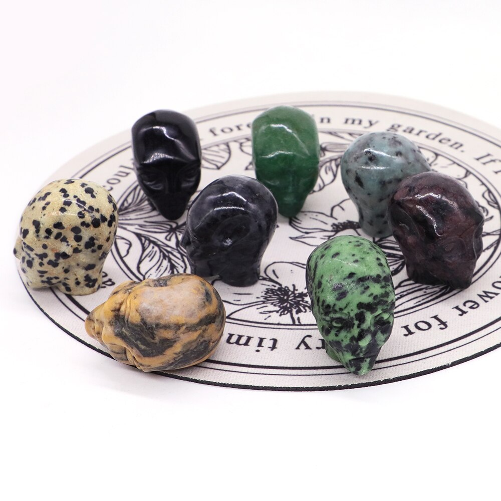 Cartoon Anime Kawaii Avatar Elf Skull Figures Natural Crystals and Stone Alien Statue Home Decor Halloween Gift For Kids acacuss
