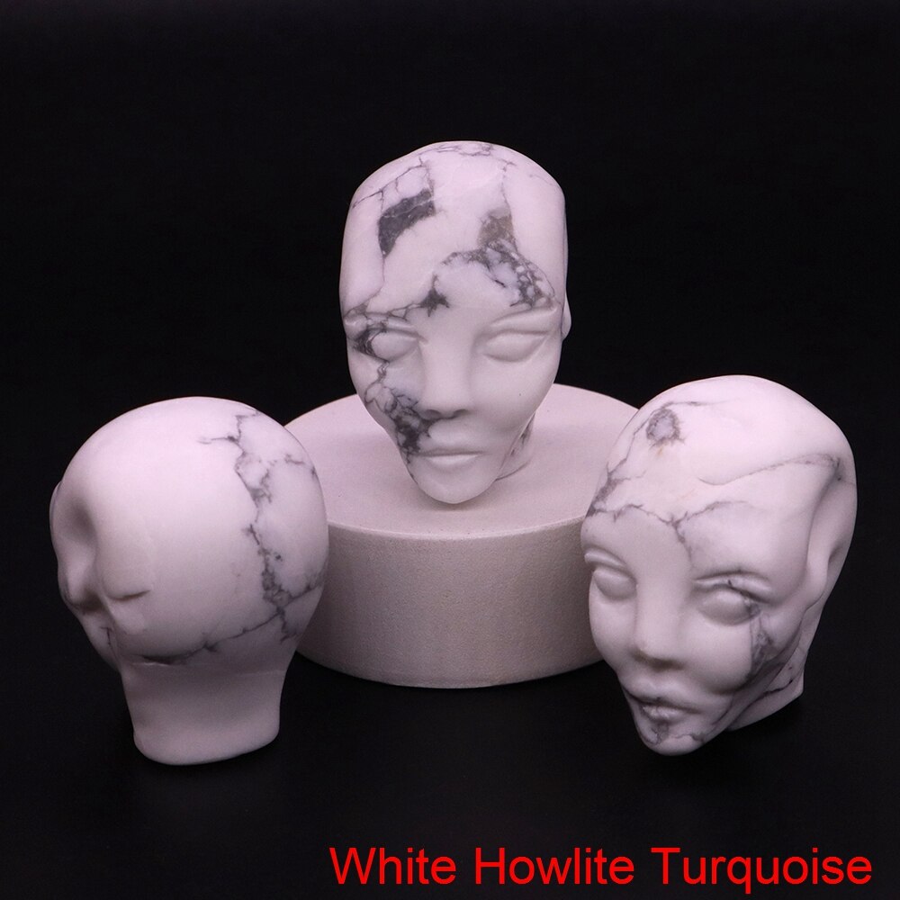 Cartoon Anime Kawaii Avatar Elf Skull Figures Natural Crystals and Stone Alien Statue Home Decor Halloween Gift For Kids acacuss