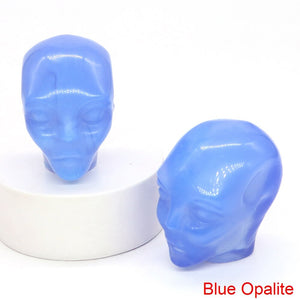 Cartoon Anime Kawaii Avatar Elf Skull Figures Natural Crystals and Stone Alien Statue Home Decor Halloween Gift For Kids acacuss
