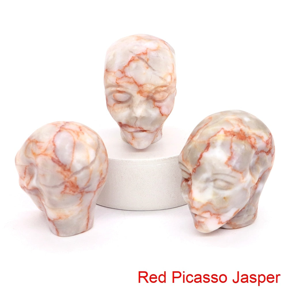 Cartoon Anime Kawaii Avatar Elf Skull Figures Natural Crystals and Stone Alien Statue Home Decor Halloween Gift For Kids acacuss