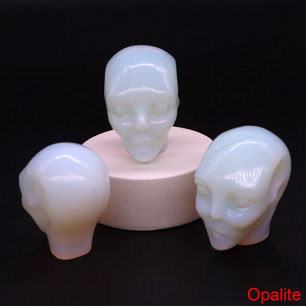 Cartoon Anime Kawaii Avatar Elf Skull Figures Natural Crystals and Stone Alien Statue Home Decor Halloween Gift For Kids acacuss