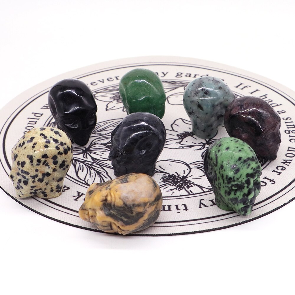 Cartoon Anime Kawaii Avatar Elf Skull Figures Natural Crystals and Stone Alien Statue Home Decor Halloween Gift For Kids acacuss